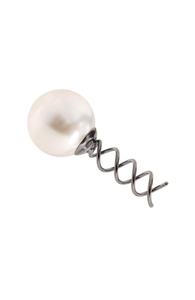 Cream Pearl Hair Ornament with Gunmetal hair screw by L. Erickson