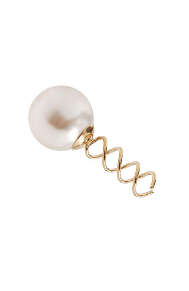Cream Pearl Hair Ornament with Gold Metal hair screw by L. Erickson