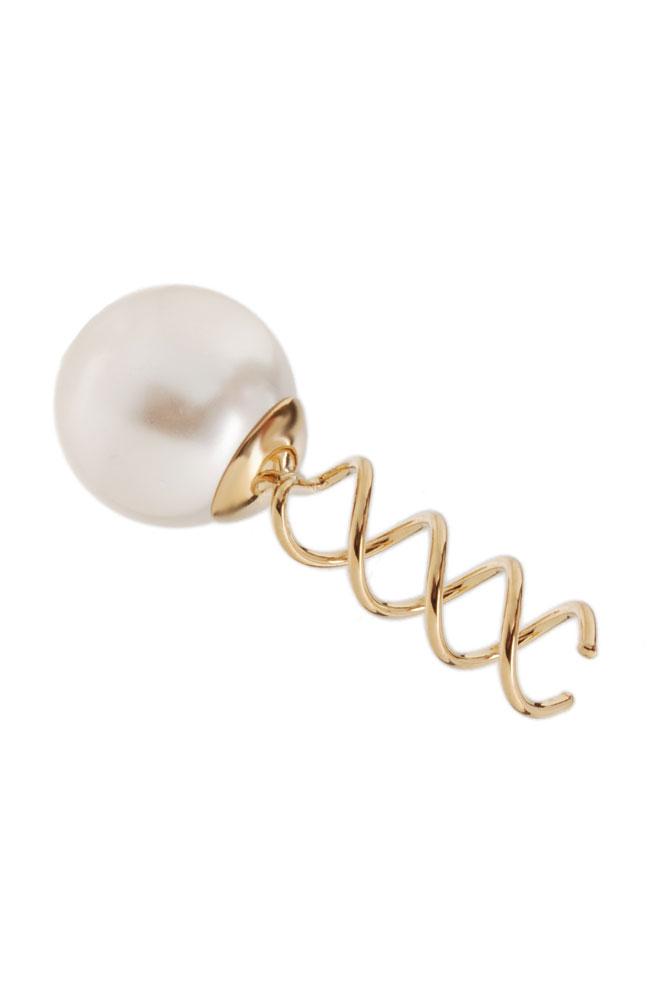 Pearl Hair Ornament, Cream White Pearl and gold metal hair screw