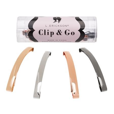 Large Metal Slide Barrette Clip & Go 4-Pack