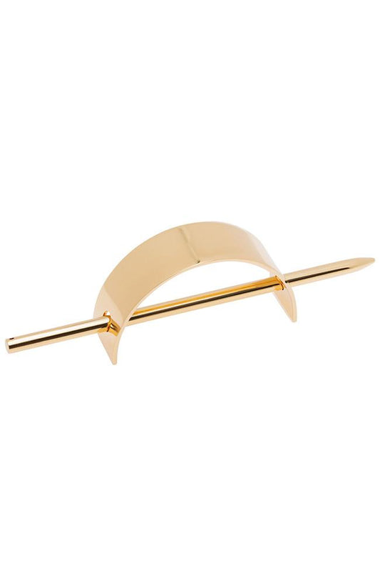 Gold Hair Pin with Skinny Rectangle Metal Slide by L. Erickson