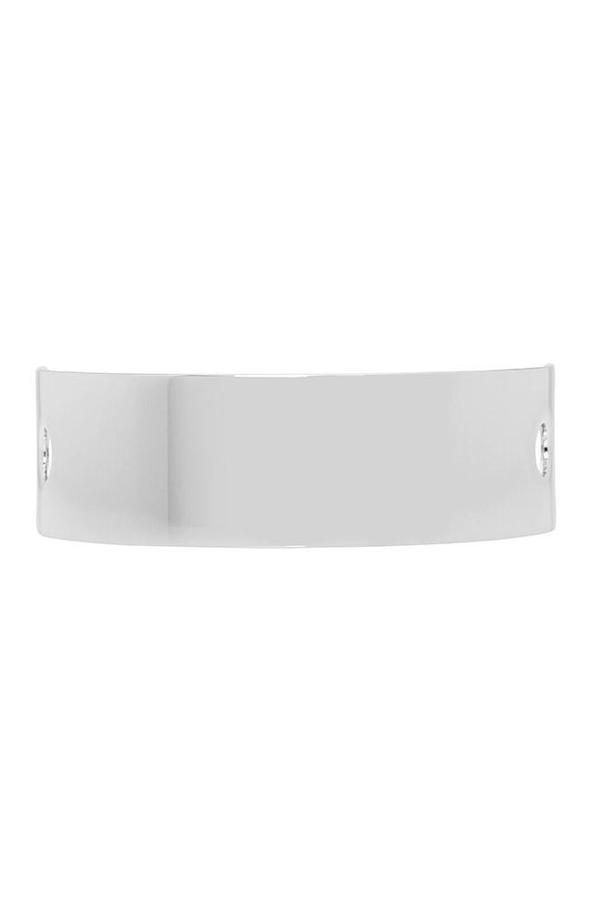 Silver Hair Pin with Skinny Rectangle Metal Slide by L. Erickson, cuff view