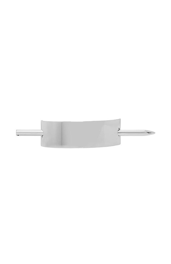 Silver Hair Pin with Skinny Rectangle Metal Slide by L. Erickson, top view