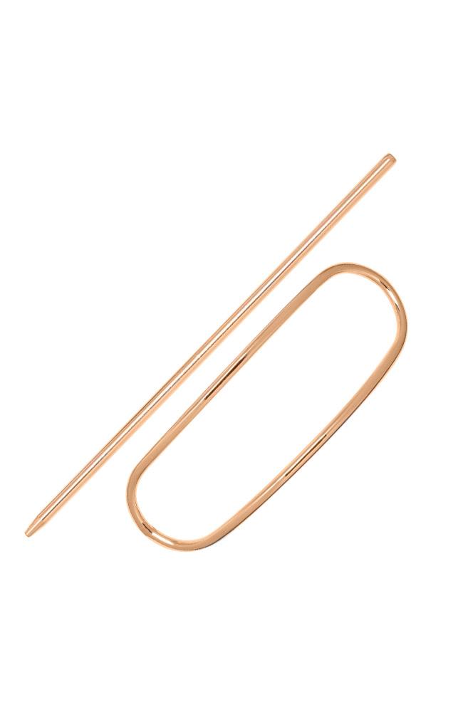 Gold Hair Pin, Oblong Metal Slide by L. Erickson, open view
