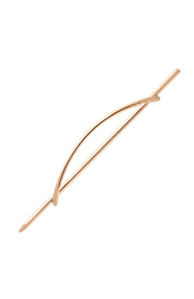 Gold Hair Pin, Oblong Metal Slide by L. Erickson, side view