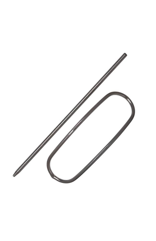 Graphite Hair Pin, Oblong Metal Slide by L. Erickson, open view