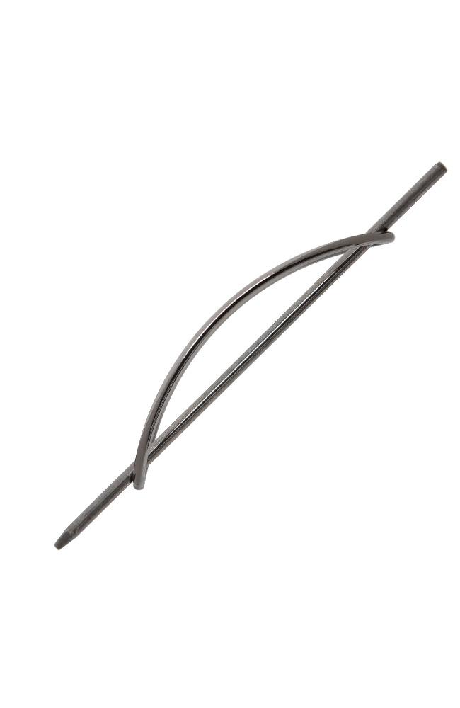 Graphite Hair Pin, Oblong Metal Slide by L. Erickson, side view