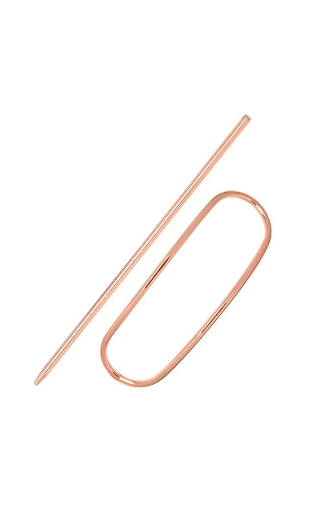 Rose Gold Hair Pin, Oblong Metal Slide by L. Erickson, open view