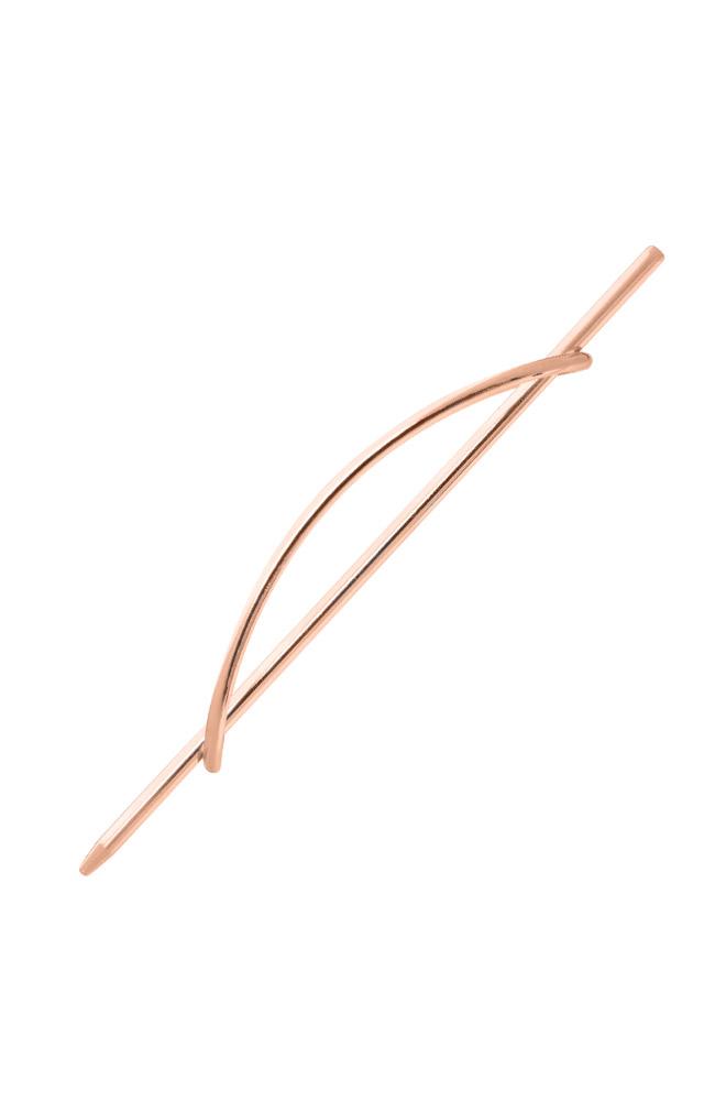 Rose Gold Hair Pin, Oblong Metal Slide by L. Erickson, side view