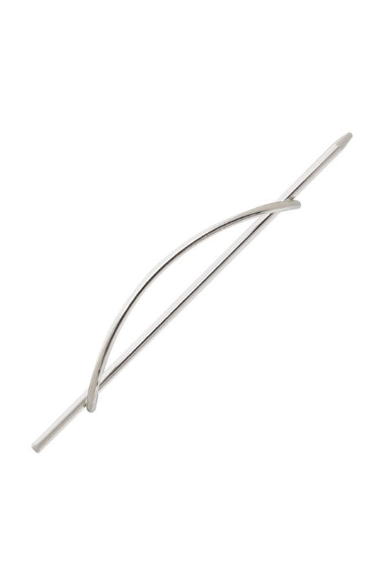 Silver Hair Pin, Oblong Metal Slide by L. Erickson, side view