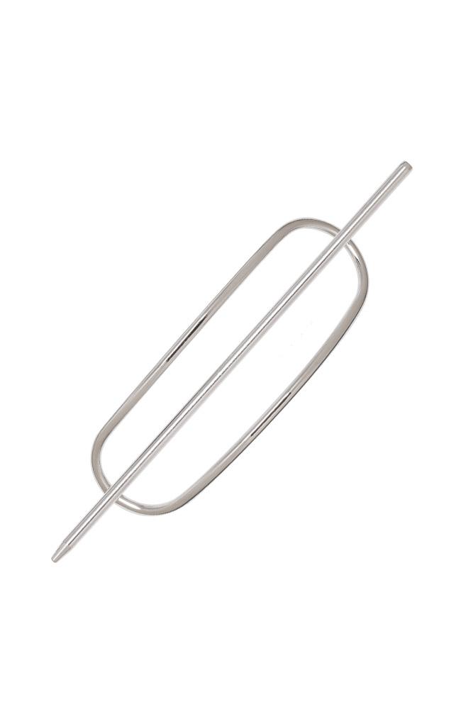 Silver Hair Pin, Oblong Metal Slide by L. Erickson