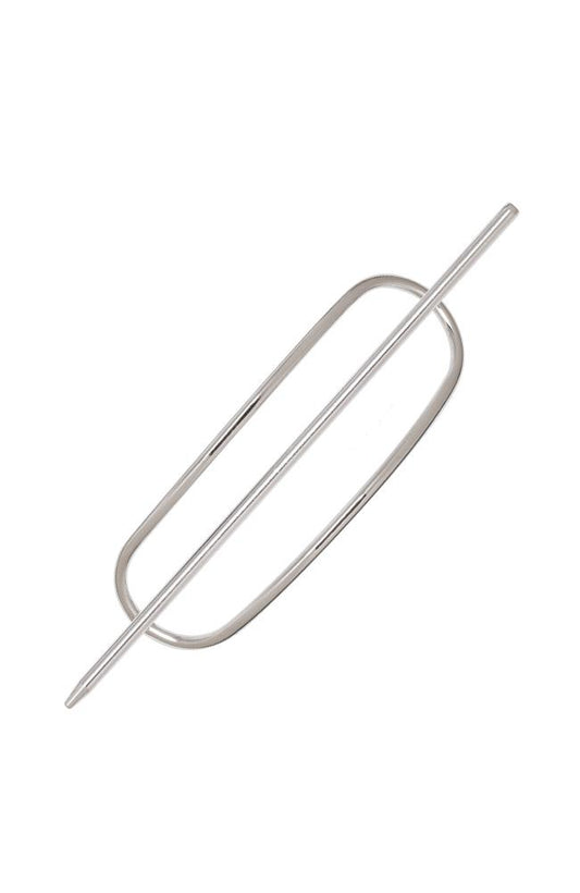 Silver Hair Pin, Oblong Metal Slide by L. Erickson
