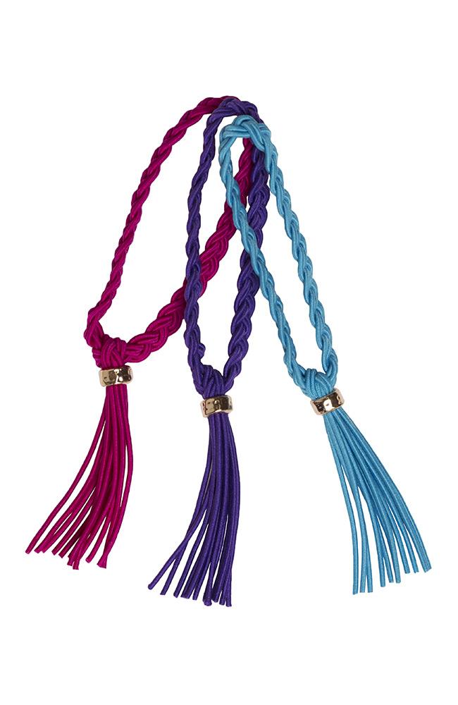 Braided Tassel Ponytail Holder 3-Pack