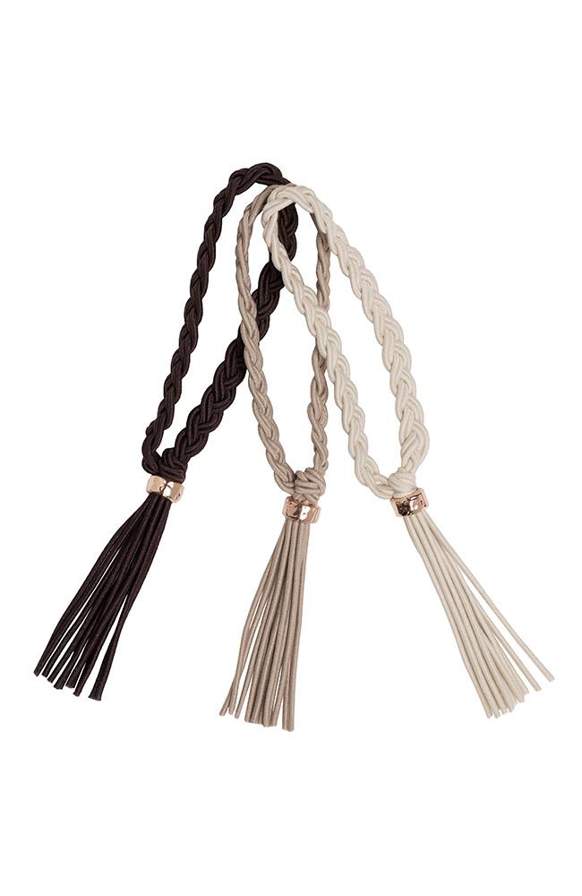 Braided Tassel Ponytail Holder 3-Pack