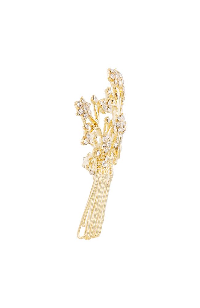 Crystal and Gold Metal Side Comb by L. Erickson