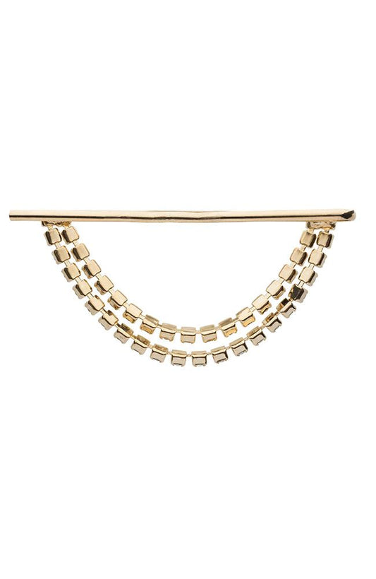 L. Erickson Crystal Dangle Bobby Pin, back view, two strands of Crystals on gold tone hair pin