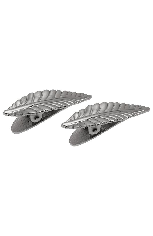 Decorative Leaf Hair clips, Matte Silver by L'Erickson