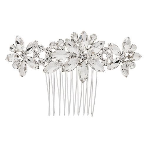 Silver & Crystal Flower Bridal hair comb, by L. Erickson