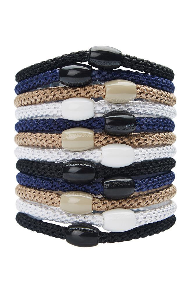 Elastic Hair Ties, Narrow Grab & Go Ponytail Holder 12 Pack, Classic Color Pack (black, navy, beige blonde, white)