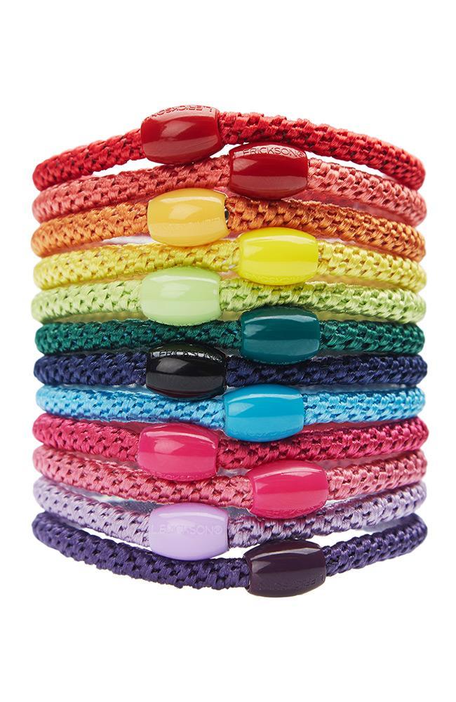 Elastic Hair Ties, Narrow Grab & Go Ponytail Holder 12 Pack, Pride (red, coral, orange, yellow, lime green, forrest green, navy blue, aqua blue, magenta, pink, lavender, violet purple)