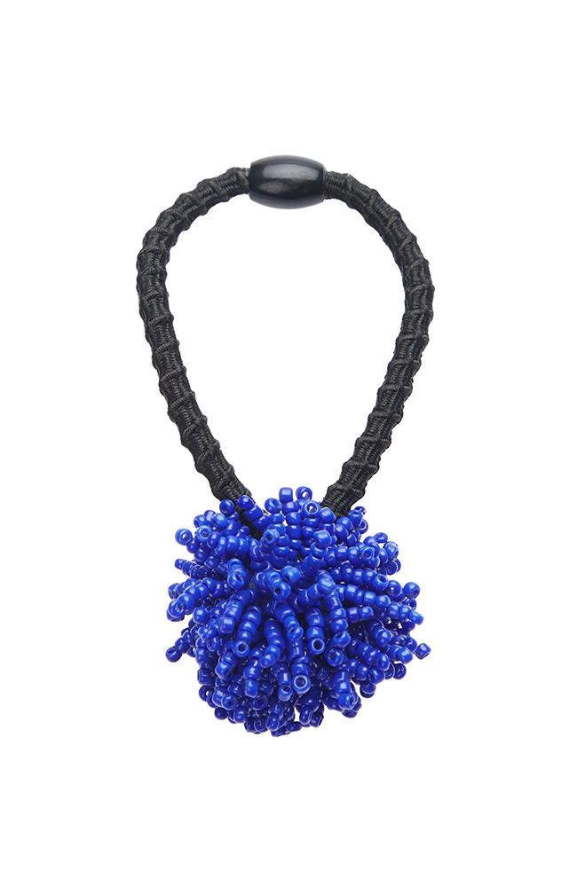  Beaded Ponytail Pom and Hair Tie, Cobalt Blue Confetti by L. Erickson
