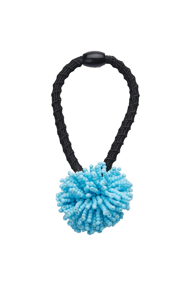  Beaded Ponytail Pom and Hair Tie, Light Blue Confetti by L. Erickson