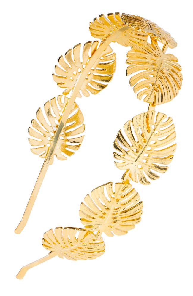 Metal Leaf Headband, shiny gold