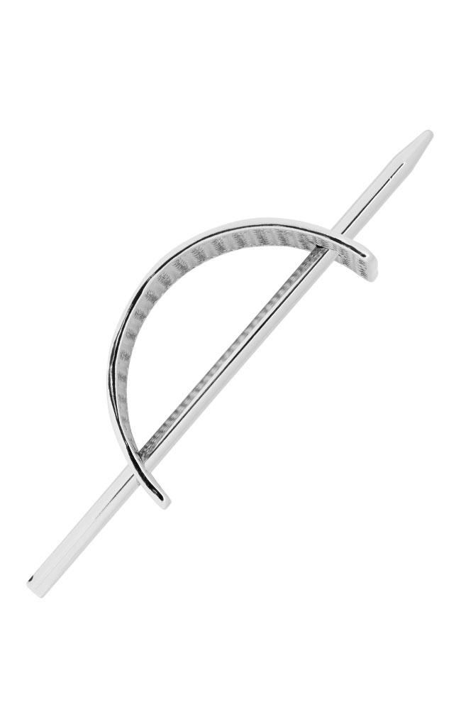 silver hair cuff and pin, side view, L. Erickson
