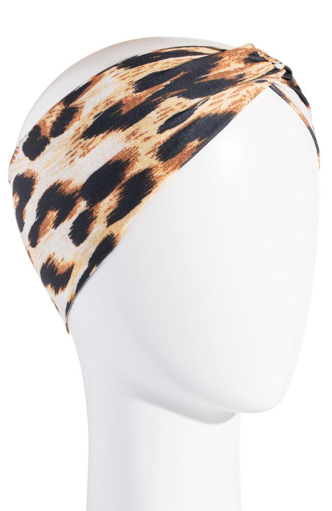 Leopard Print Twist Knot Hair wrap, Stretchy Italian Lycra, by L. Erickson