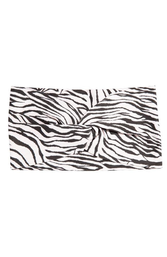Zebra Print Twist Knot Headband, Stretchy Italian Lycra, by L. Erickson