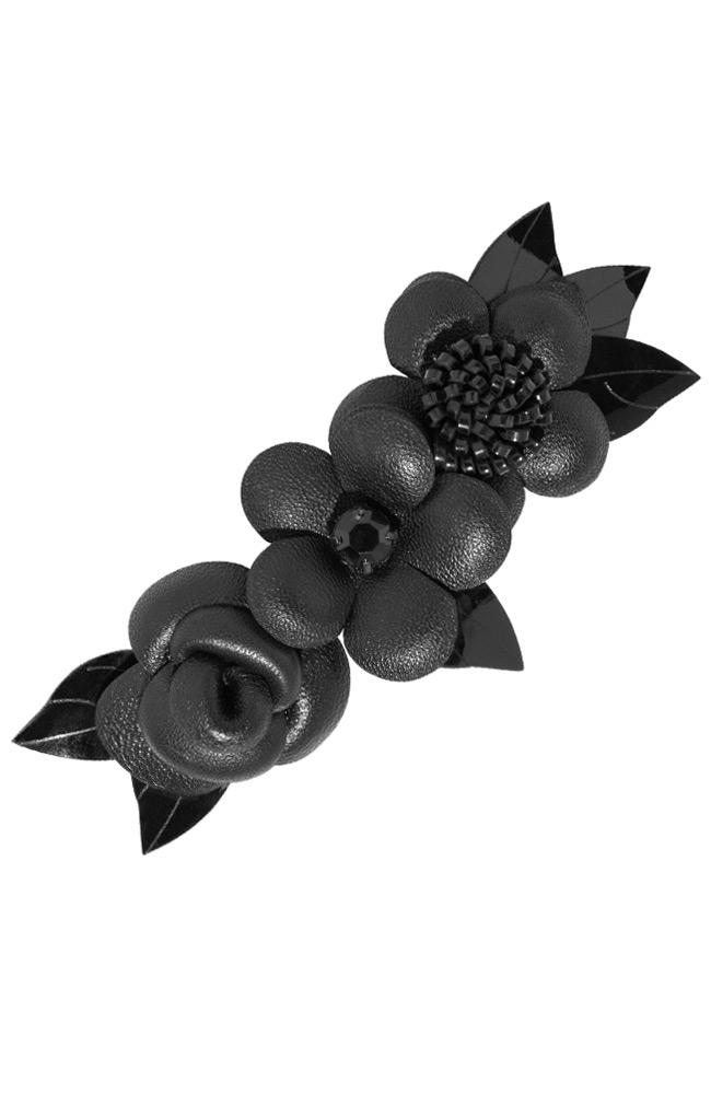 Rose Barrette - Leather