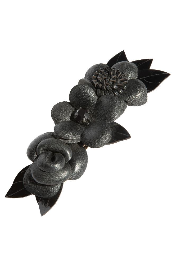 Rose Barrette - Leather