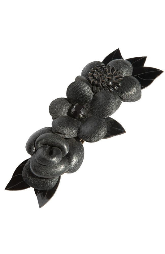 Rose Barrette - Leather