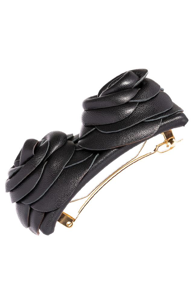 Large Rose Barrette - Leather
