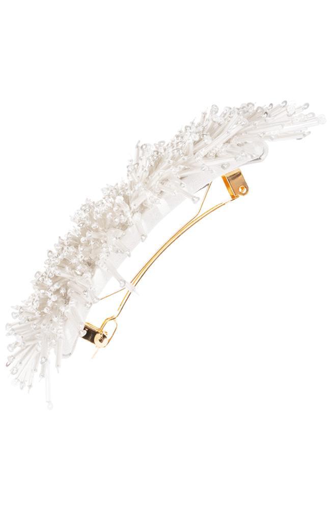 L. Erickson Dangle Bead Barrette - Silver Beads, regular barrette clasp