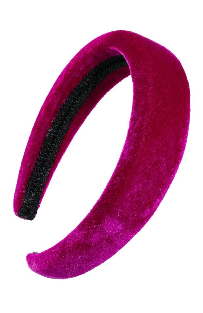 Fuchsia Pink velvet headband, padded and wide band, by L. Erickson