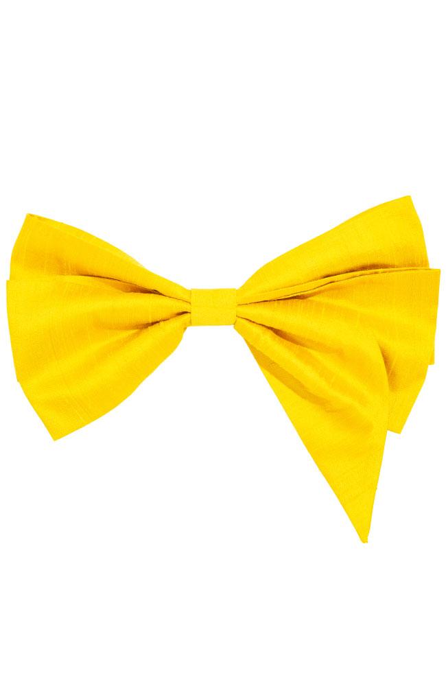 L. Erickson USA Sabrina Bow Barrette - Mustard Yellow, Silk Dupioni