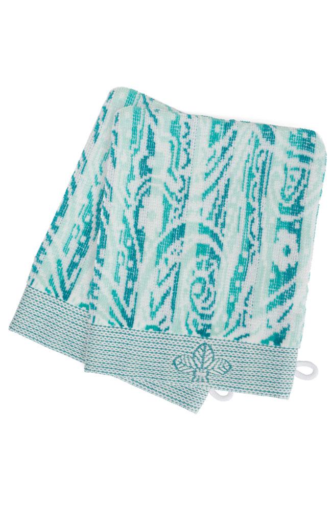 Teal Blue Bath Mitts, 2 pack, 100% Cotton, by France Luxe Body