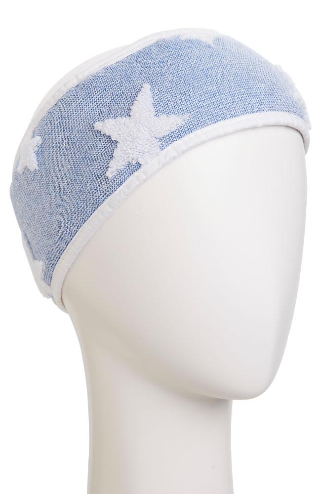 Blue towel hair wrap, embossed stars, 100% cotton, by France Luxe Body