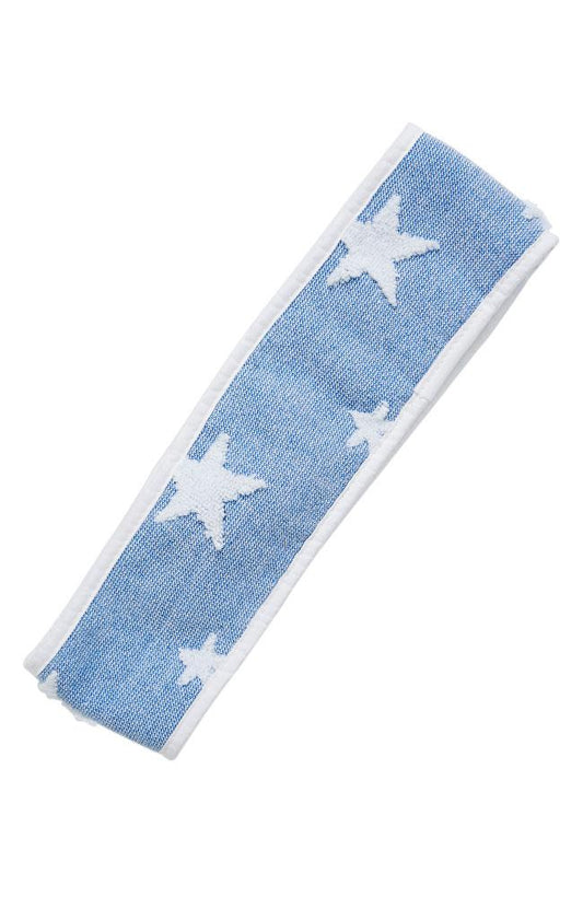 Blue towel hair wrap, embossed stars, 100% cotton, by France Luxe Body