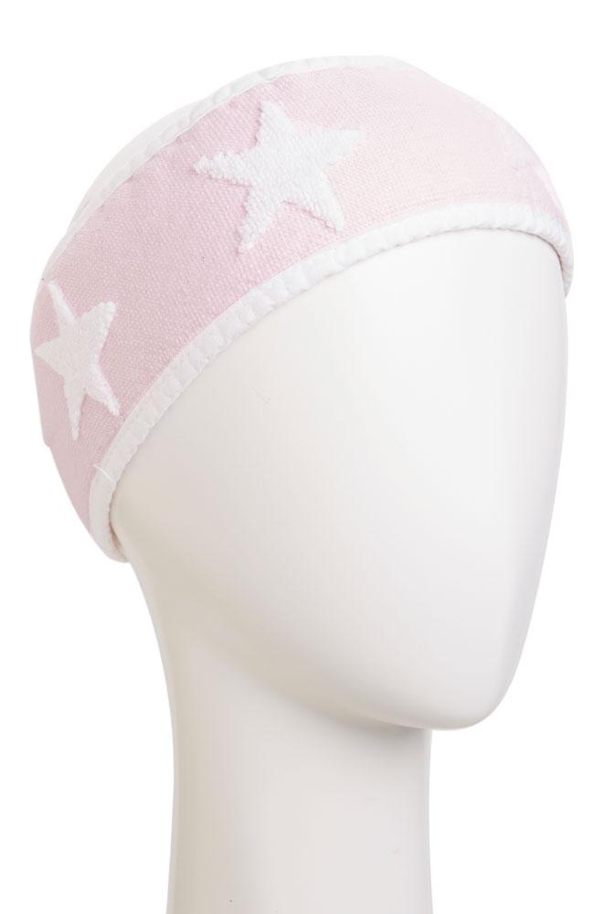 Adjustable towel hair wrap, pink with embossed stars, 100% cotton, by France Luxe Body
