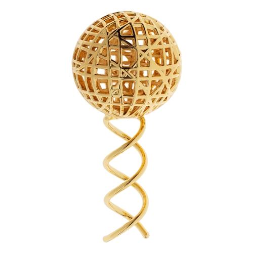 Gold Hair Ornament, woven metal ball and hair screw by L. Erickson