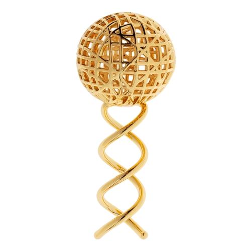 Woven Gold Metal Hair Ornament with metal hair screw, L. Erickson 